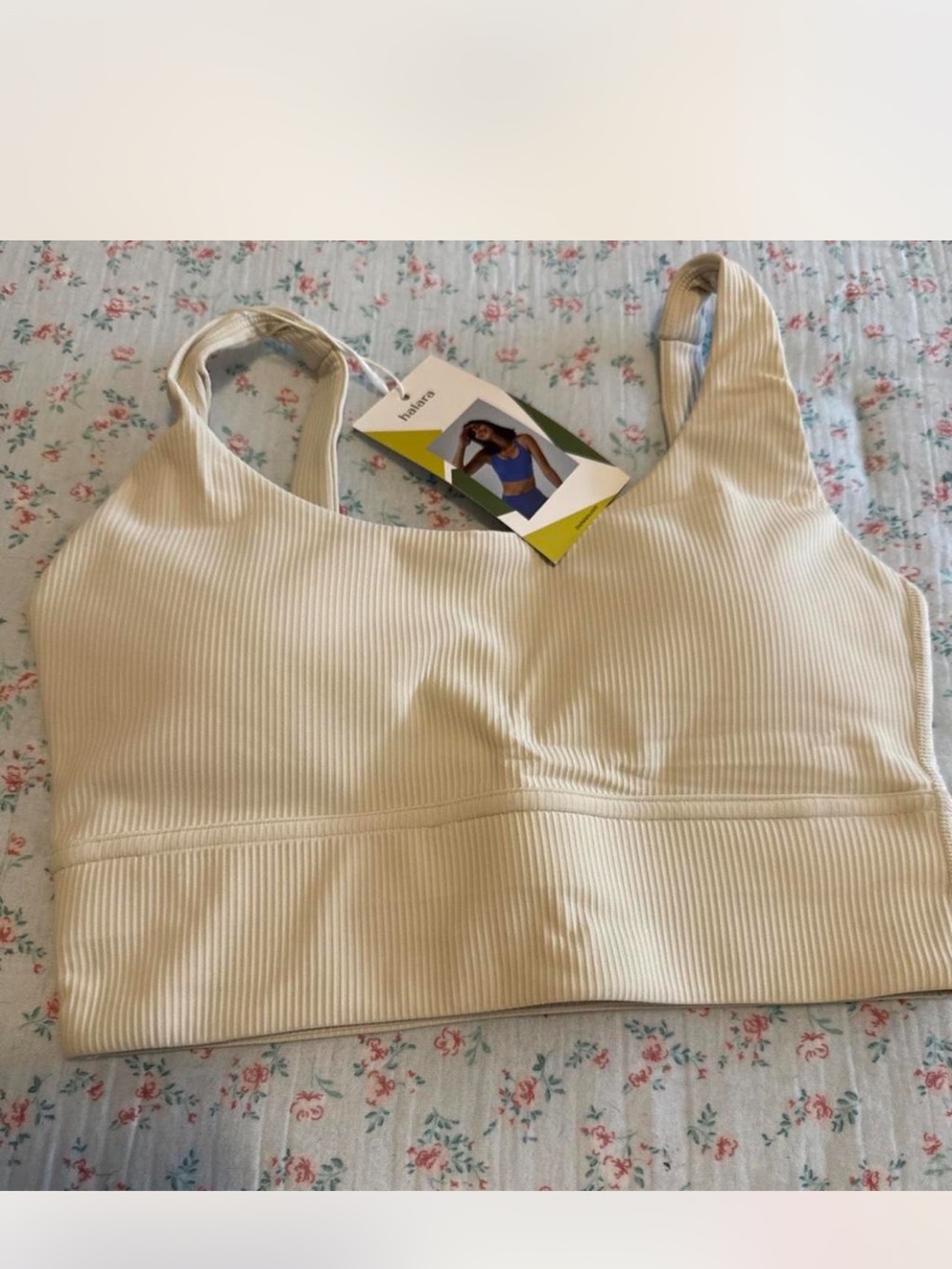 HALARA Ribbed Longline Bralette - Cream - Picture 5 of 5